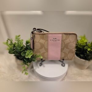 Coach Pink and Tan Wristlet NWOT